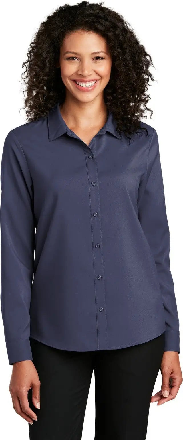 Port Authority Lw401 Women’s Long Sleeve Performance Staff Shirt - True Navy - Ladies Xs