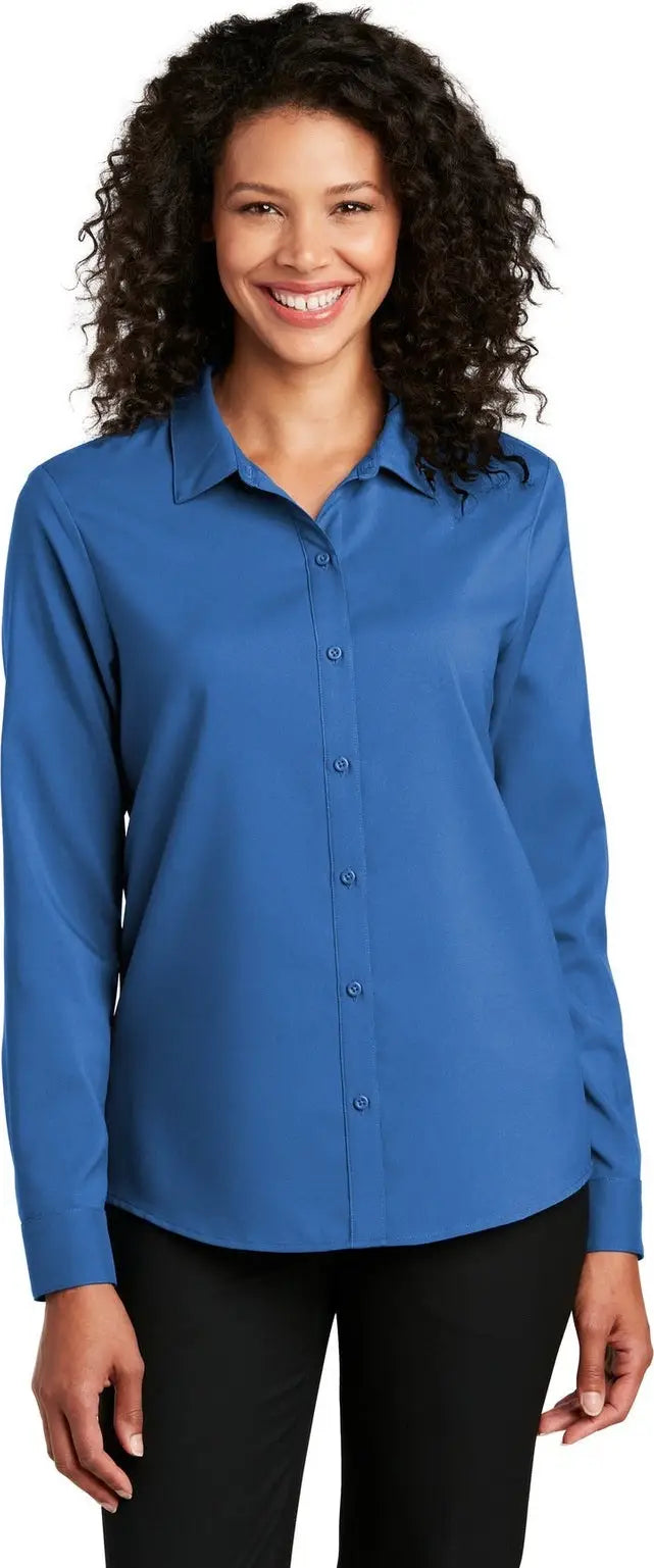 Port Authority Lw401 Women’s Long Sleeve Performance Staff Shirt - True Blue - Ladies Xs