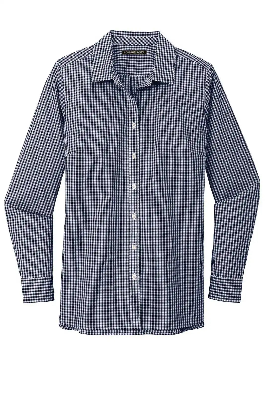 Port Authority Lw644 Ladies Broadcloth Gingham Easy Care Shirt - True Navy White
