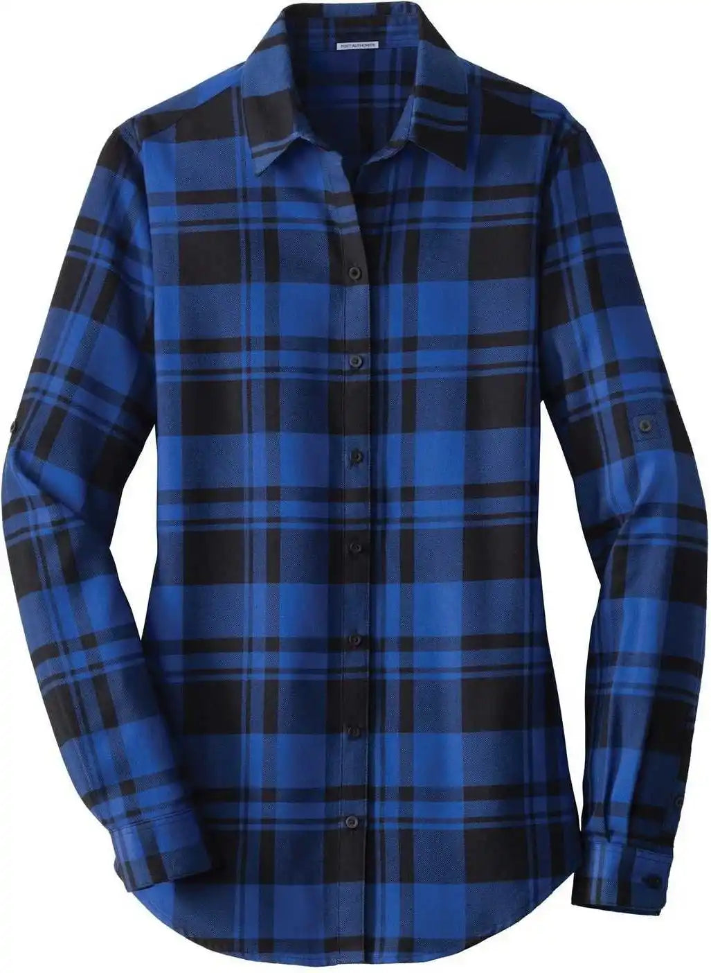 Port Authority Lw668 Ladies Plaid Flannel Tunic Royal Black