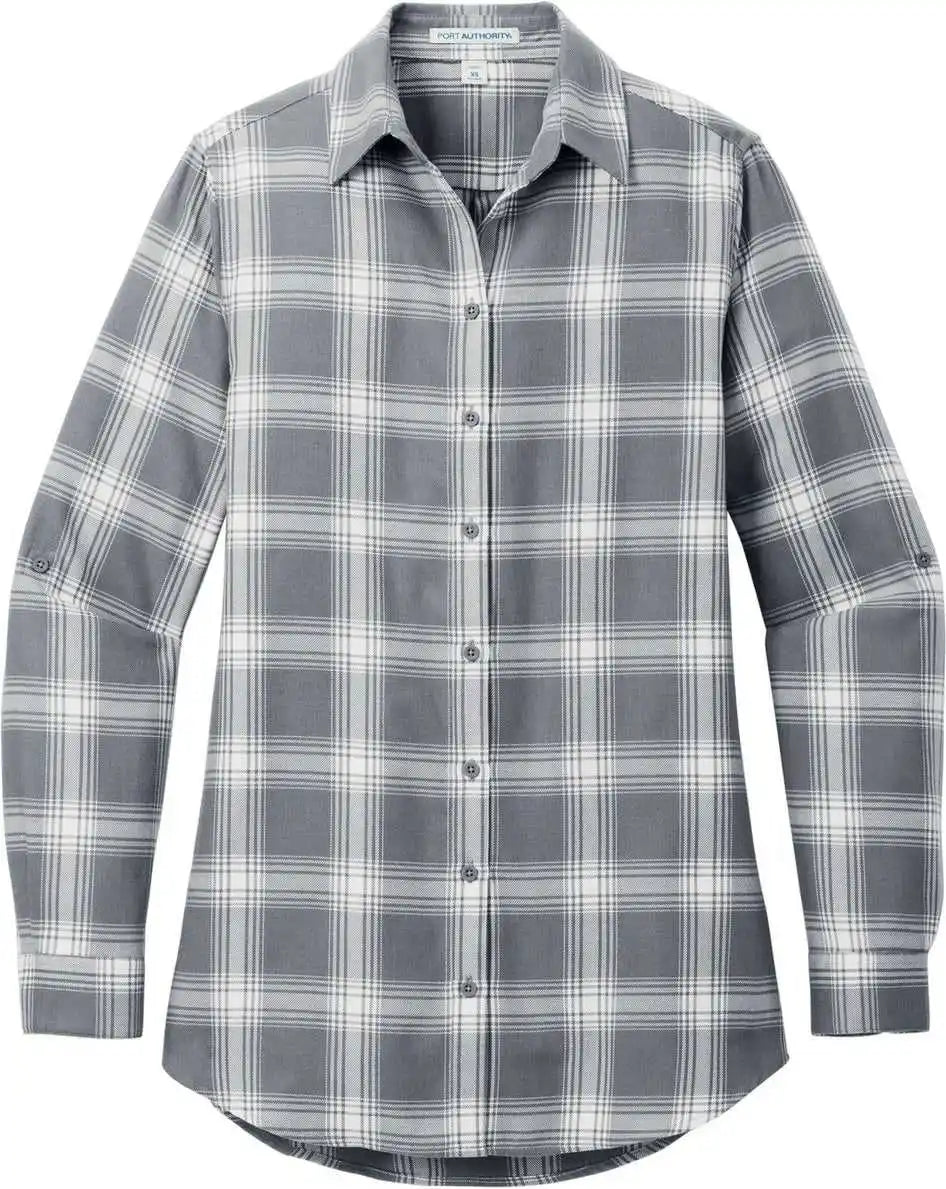 Port Authority Lw668 Women’s Plaid Flannel Tunic - G/cropnpld
