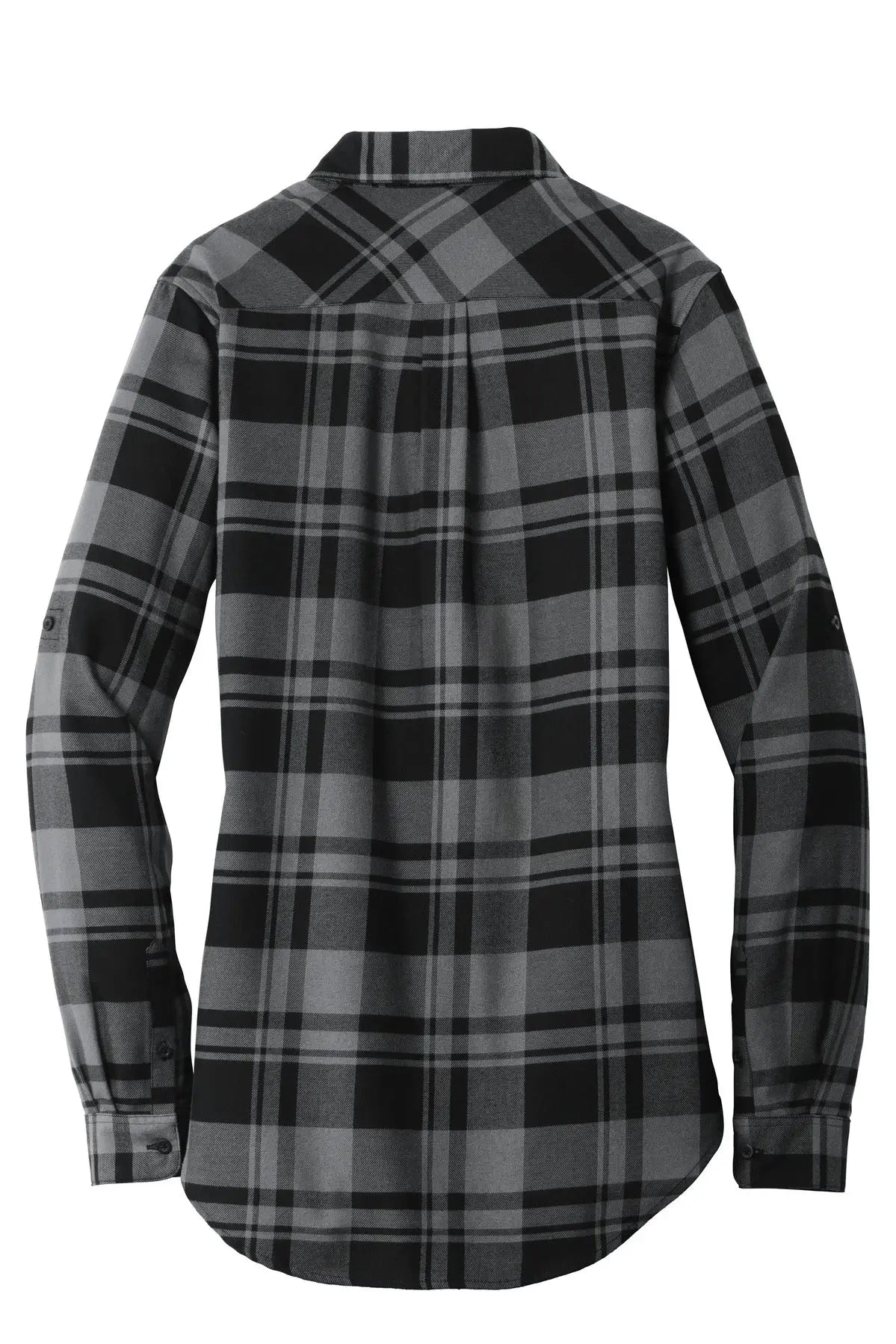 Port Authority Lw668 Women’s Plaid Flannel Tunic - Gray Black