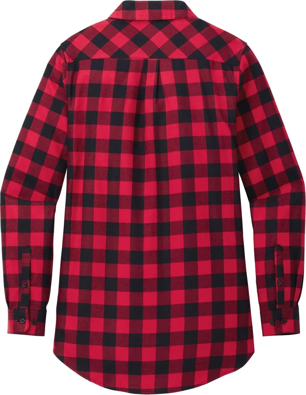 Port Authority Lw668 Women’s Plaid Flannel Tunic - Red Black Buffalo Check - Red/ / Ladies Xs