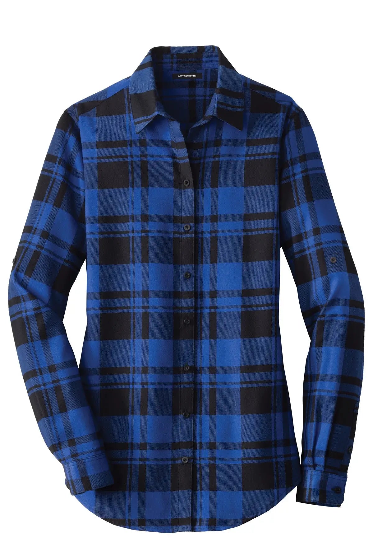 Port Authority Lw668 Women’s Plaid Flannel Tunic - Royal Black