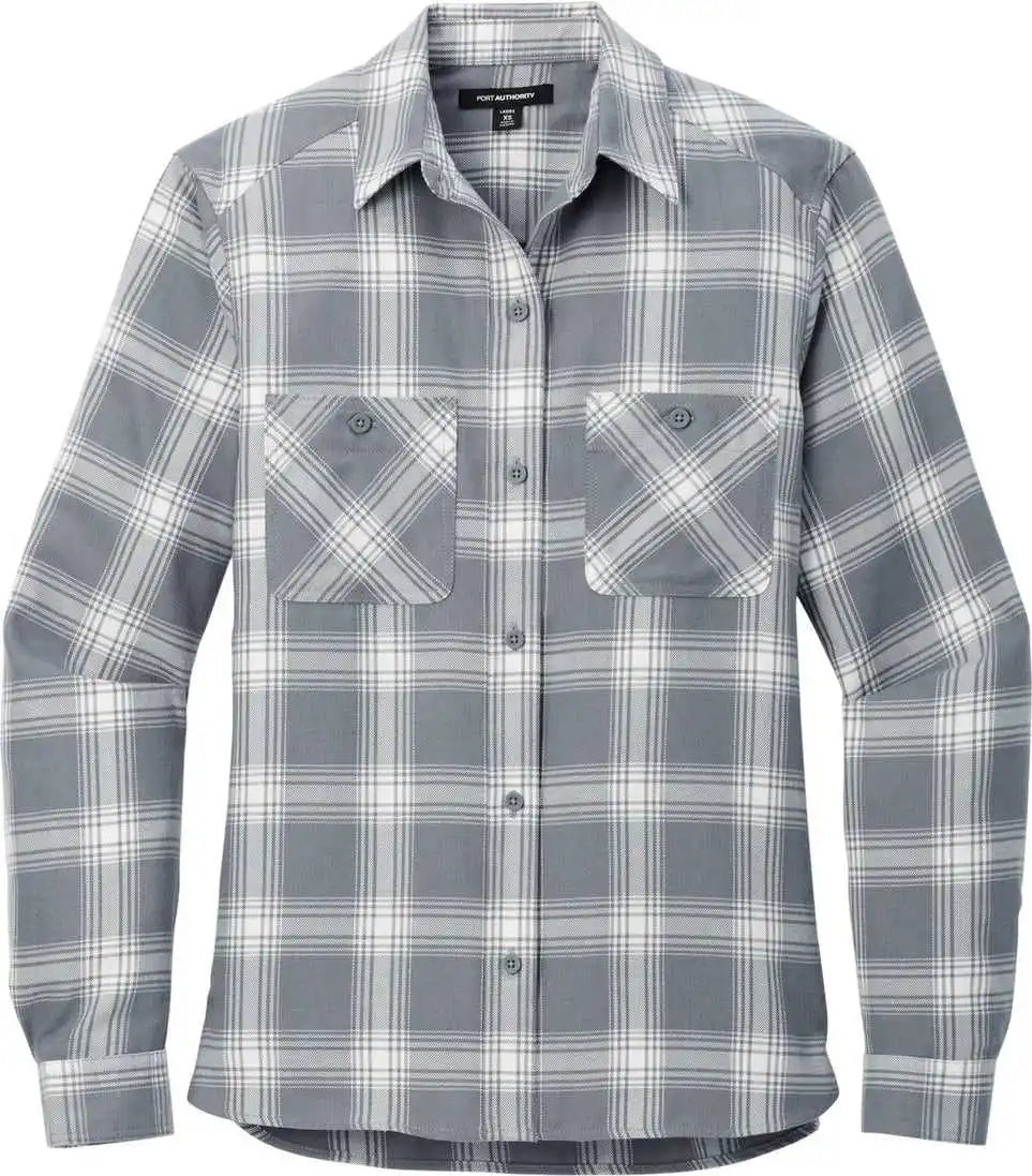 Port Authority Lw669 Women’s Plaid Flannel Shirt - G/cropnpld