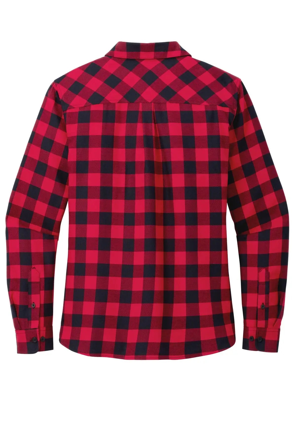 Port Authority Lw669 Women’s Plaid Flannel Shirt - Red Black Buffalo Check