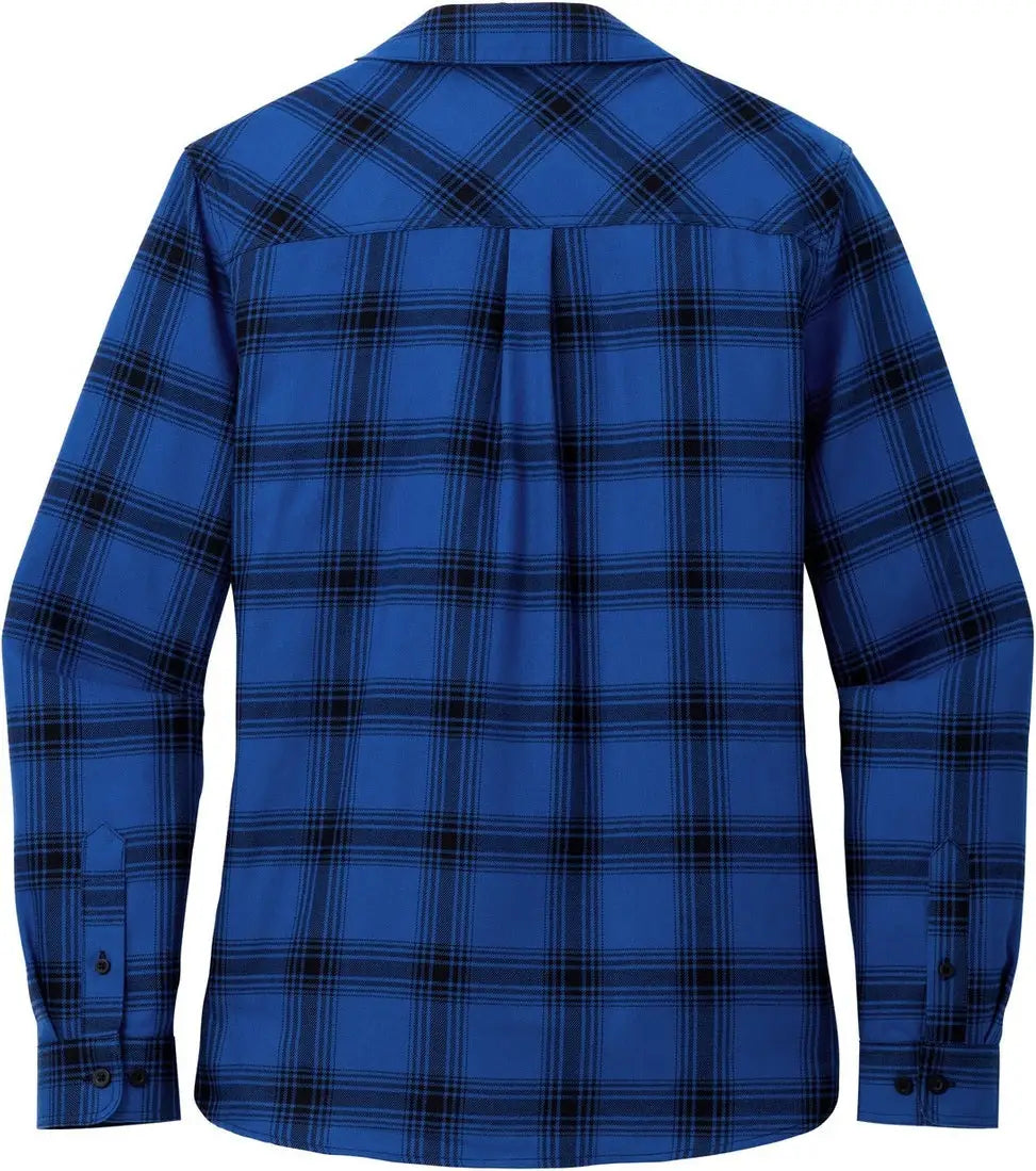 Port Authority Lw669 Women’s Plaid Flannel Shirt - Royal Black Open