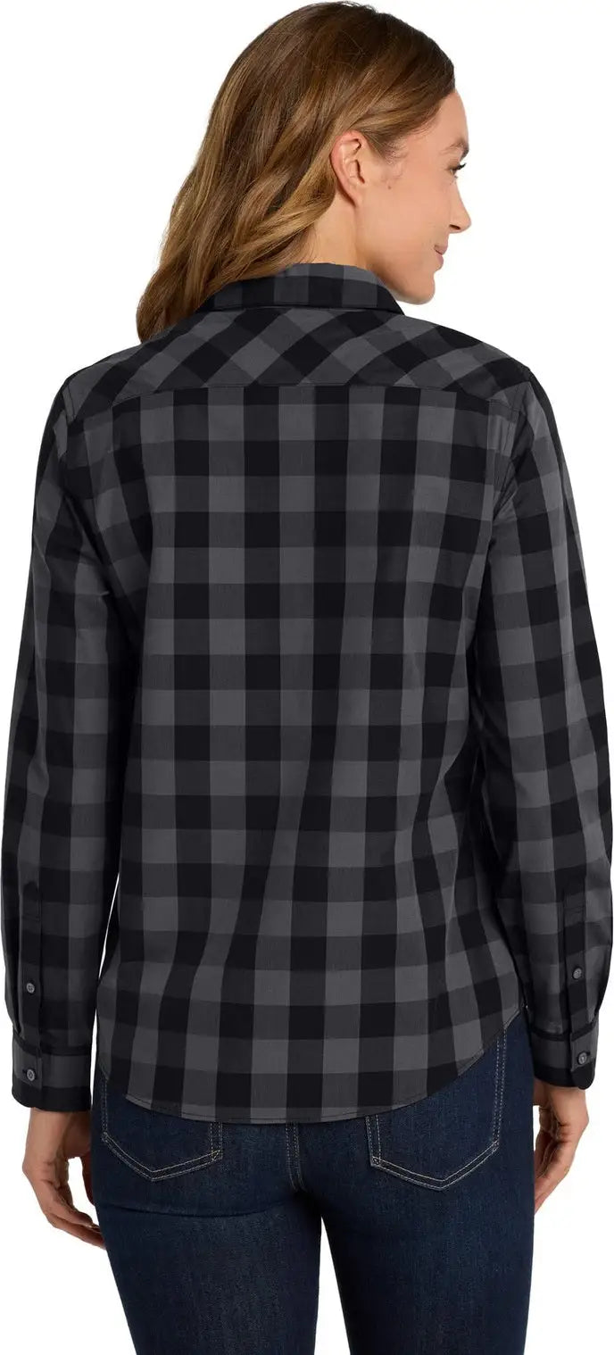 Port Authority Lw670 Women’s Everyday Plaid Shirt - Black
