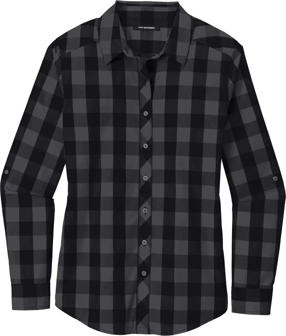 Port Authority Lw670 Women’s Everyday Plaid Shirt - Black