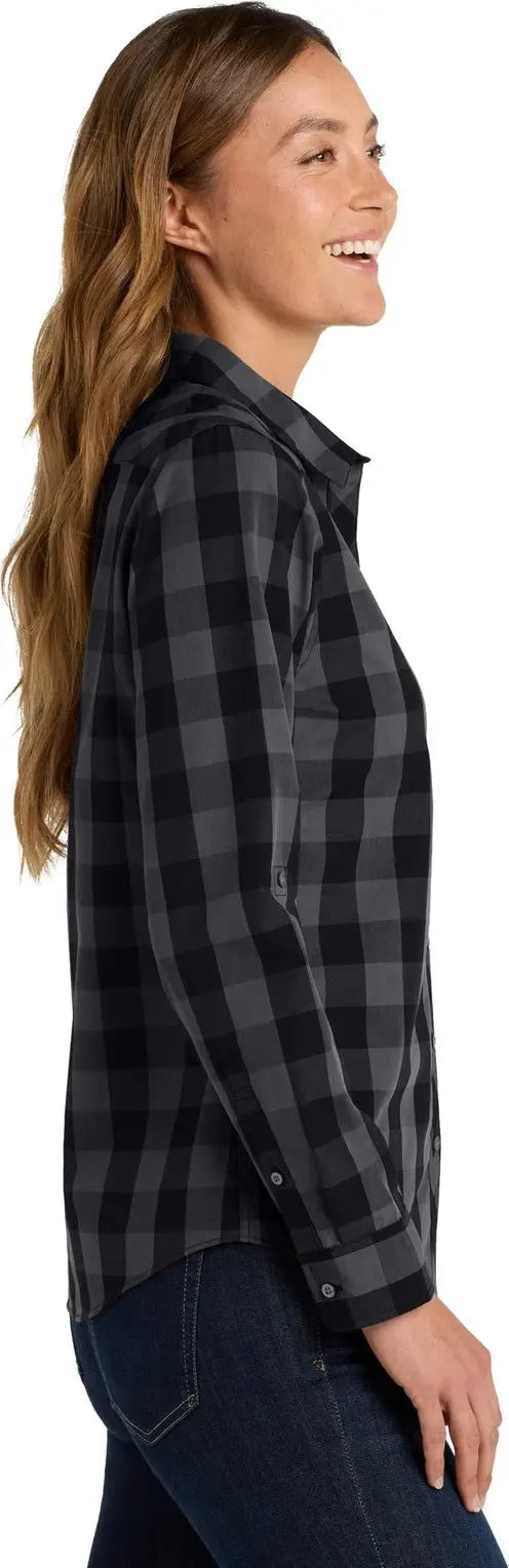 Port Authority Lw670 Women’s Everyday Plaid Shirt - Black