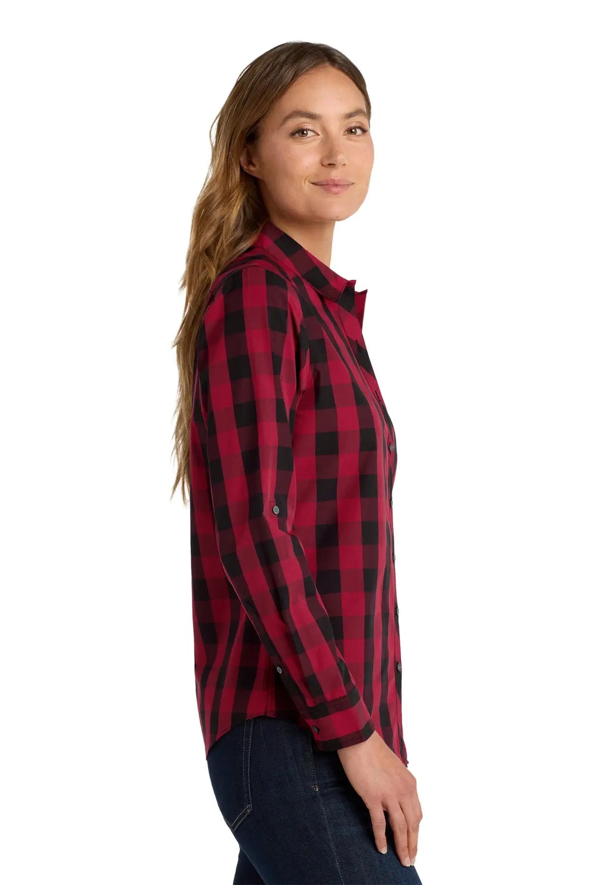 Port Authority Lw670 Women’s Everyday Plaid Shirt - Rich Red