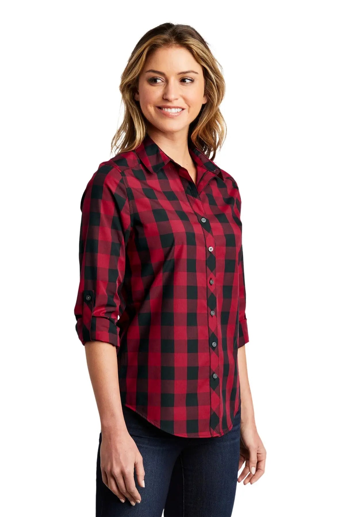 Port Authority Lw670 Women’s Everyday Plaid Shirt - Rich Red