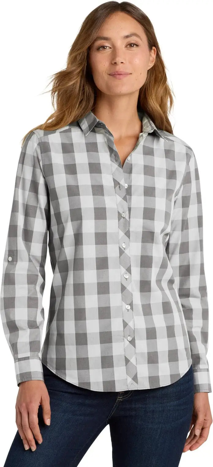 Port Authority Lw670 Women’s Everyday Plaid Shirt - Shadow Gray - Ladies Xs