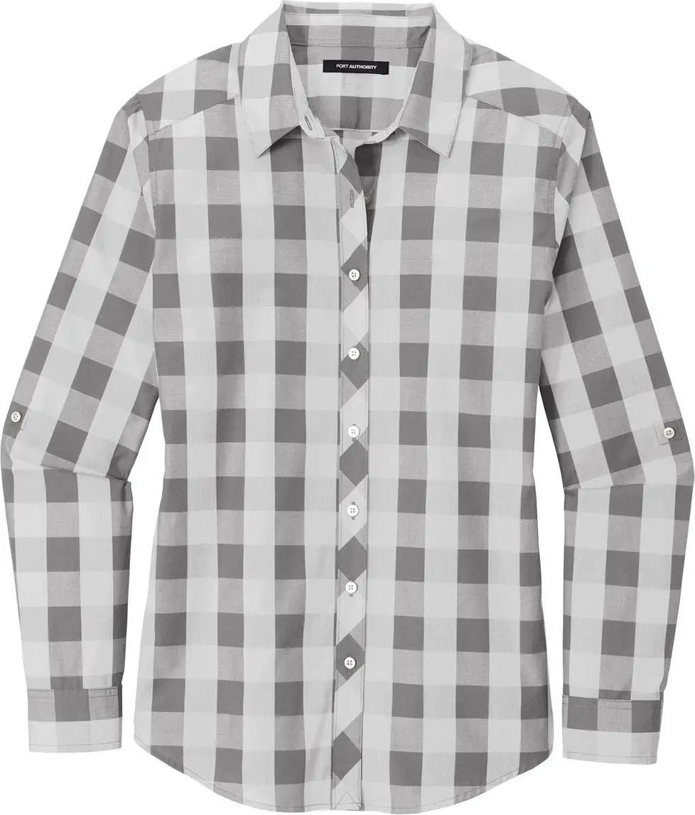 Port Authority Lw670 Women’s Everyday Plaid Shirt - Shadow Gray