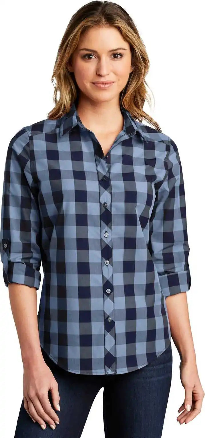 Port Authority Lw670 Women’s Everyday Plaid Shirt - True Navy
