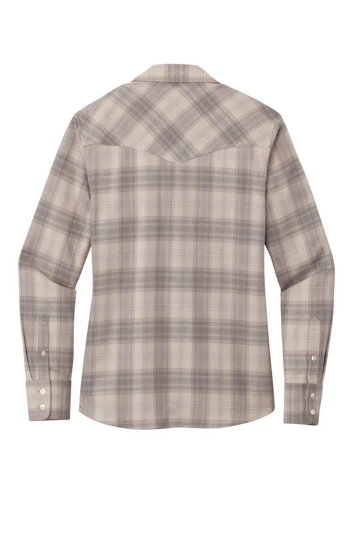 Port Authority Lw672 Women’s Long Sleeve Ombre Plaid Shirt - Frost Gray - Ladies Xs
