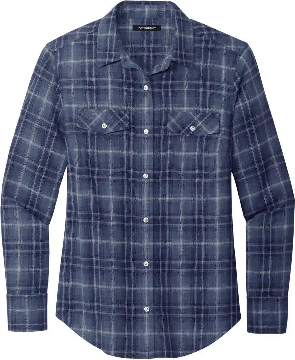 Port Authority Lw672 Women’s Long Sleeve Ombre Plaid Shirt - True Navy