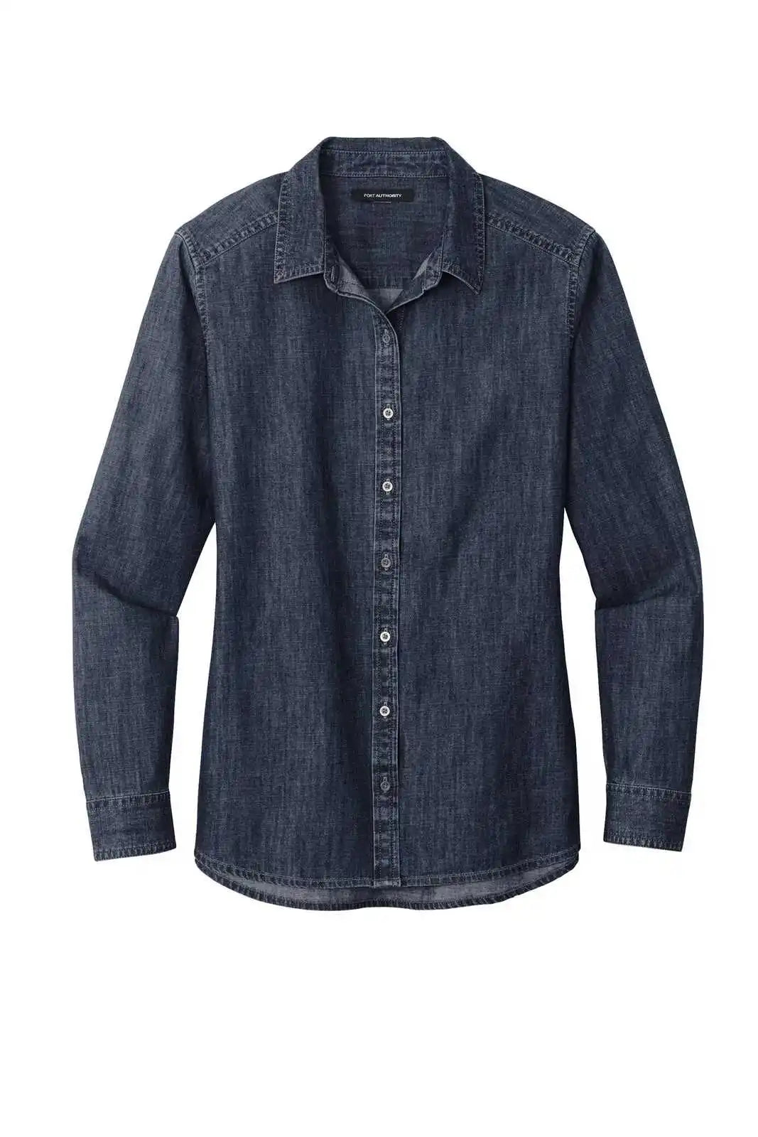 Port Authority Lw676 Ladies Long Sleeve Perfect Denim Shirt - Dark Wash