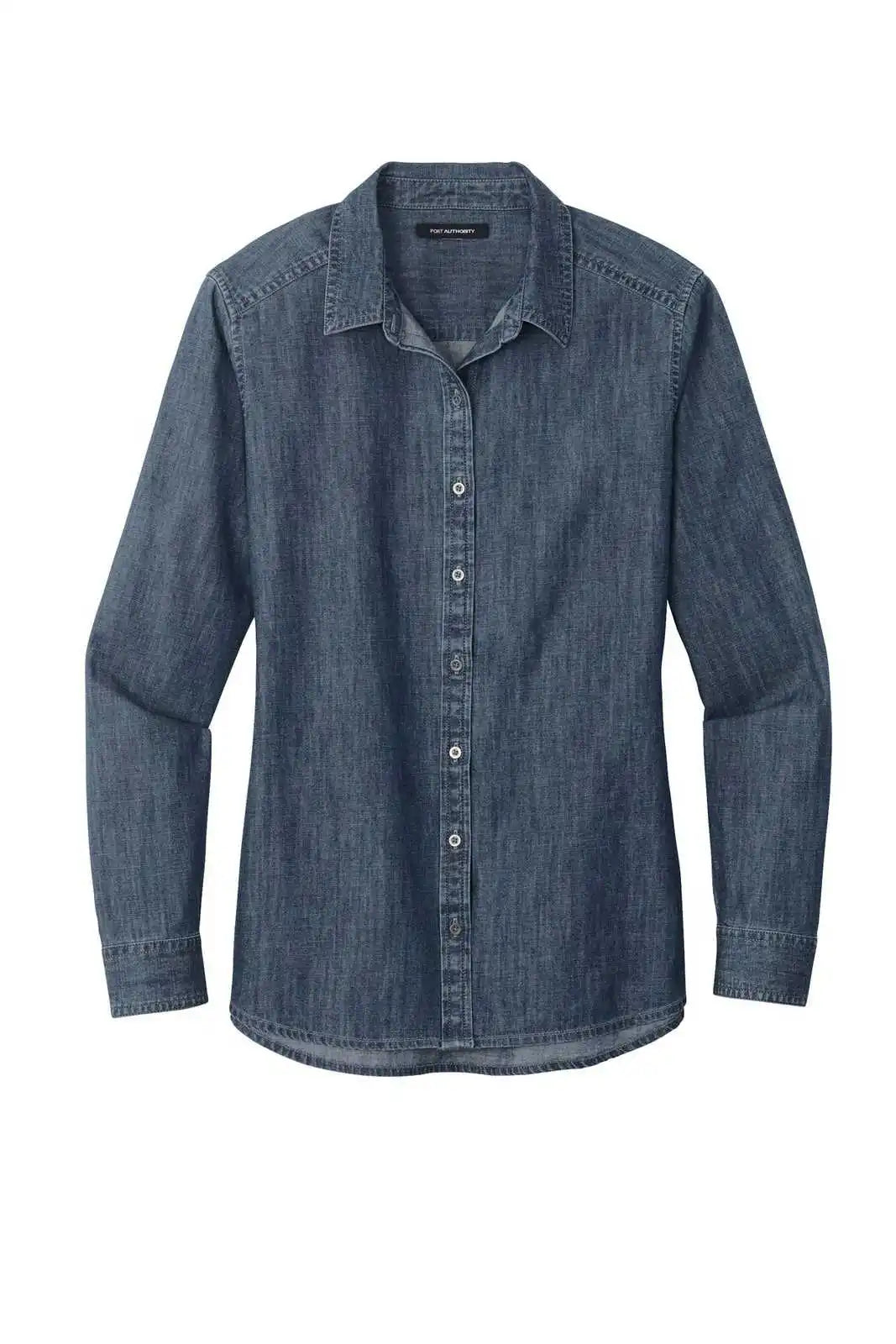 Port Authority Lw676 Ladies Long Sleeve Perfect Denim Shirt - Medium Wash