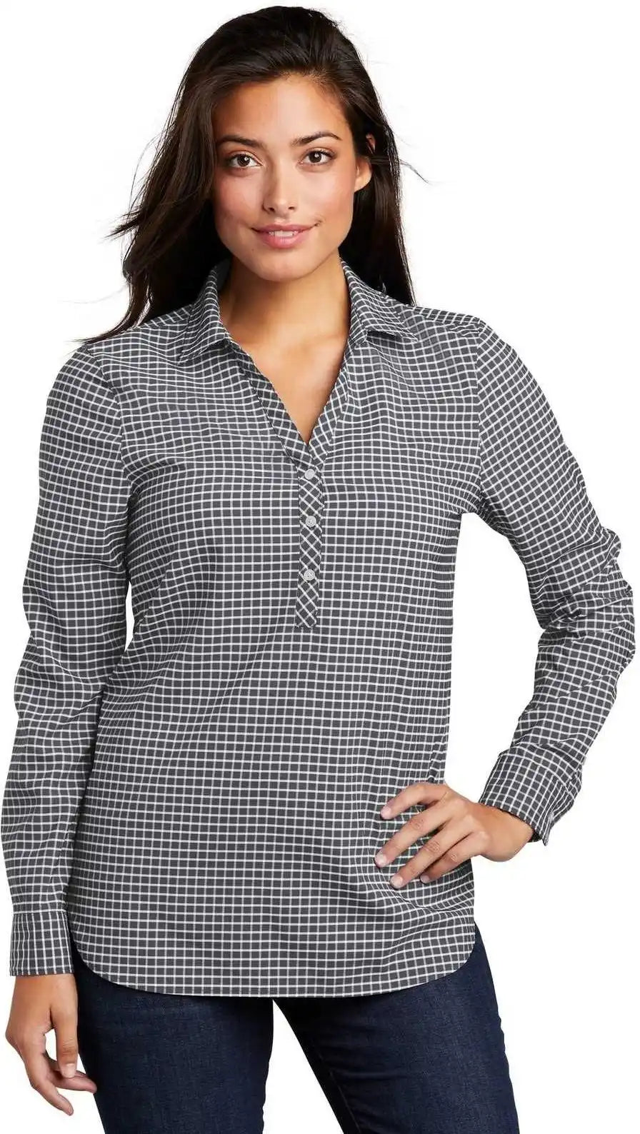 Port Authority Lw680 Ladies City Stretch Tunic Graphite White