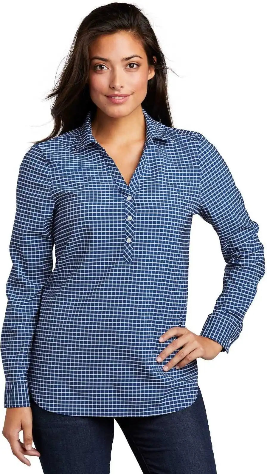 Port Authority Lw680 Ladies City Stretch Tunic - True Blue White