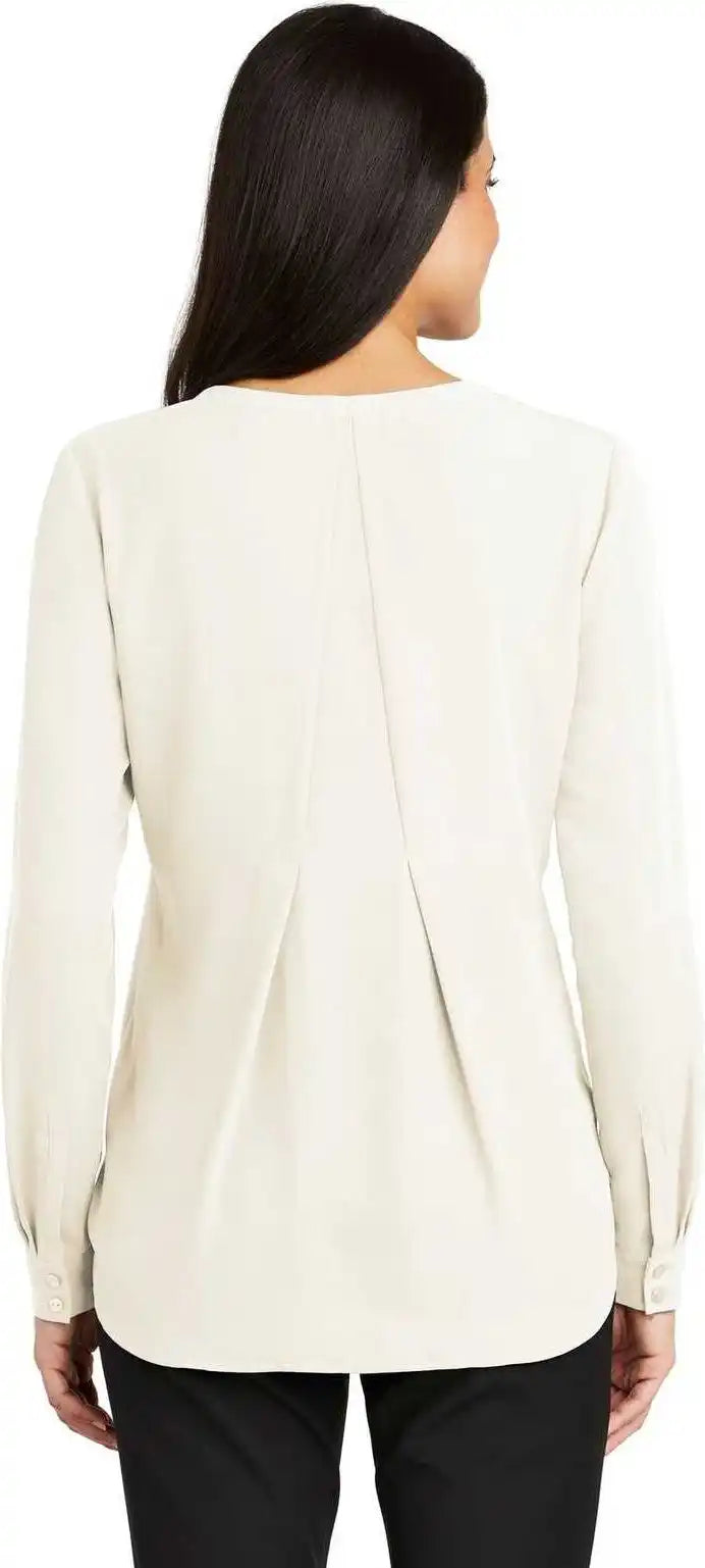 Port Authority Lw700 Ladies Long Sleeve Button-front Blouse - Ivory Chiffon