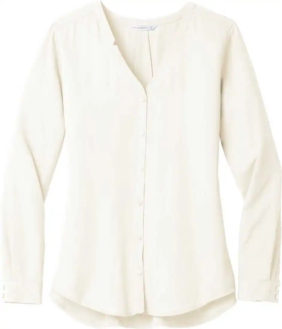 Port Authority Lw700 Ladies Long Sleeve Button-front Blouse - Ivory Chiffon