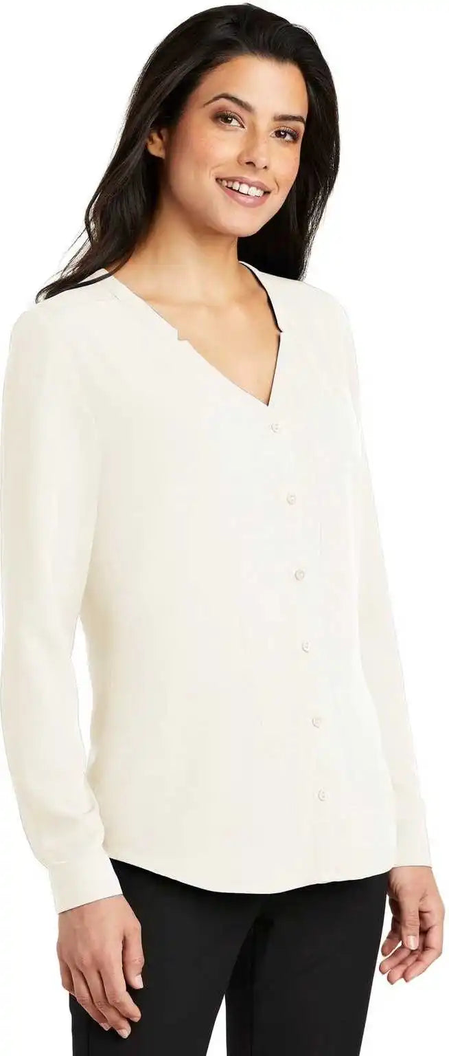 Port Authority Lw700 Ladies Long Sleeve Button-front Blouse - Ivory Chiffon