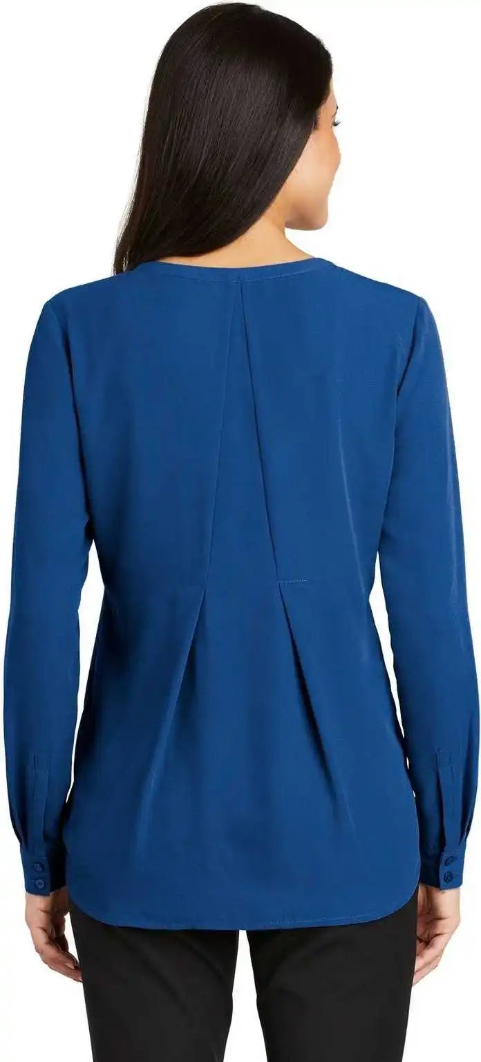 Port Authority Lw700 Ladies Long Sleeve Button-front Blouse - True Blue