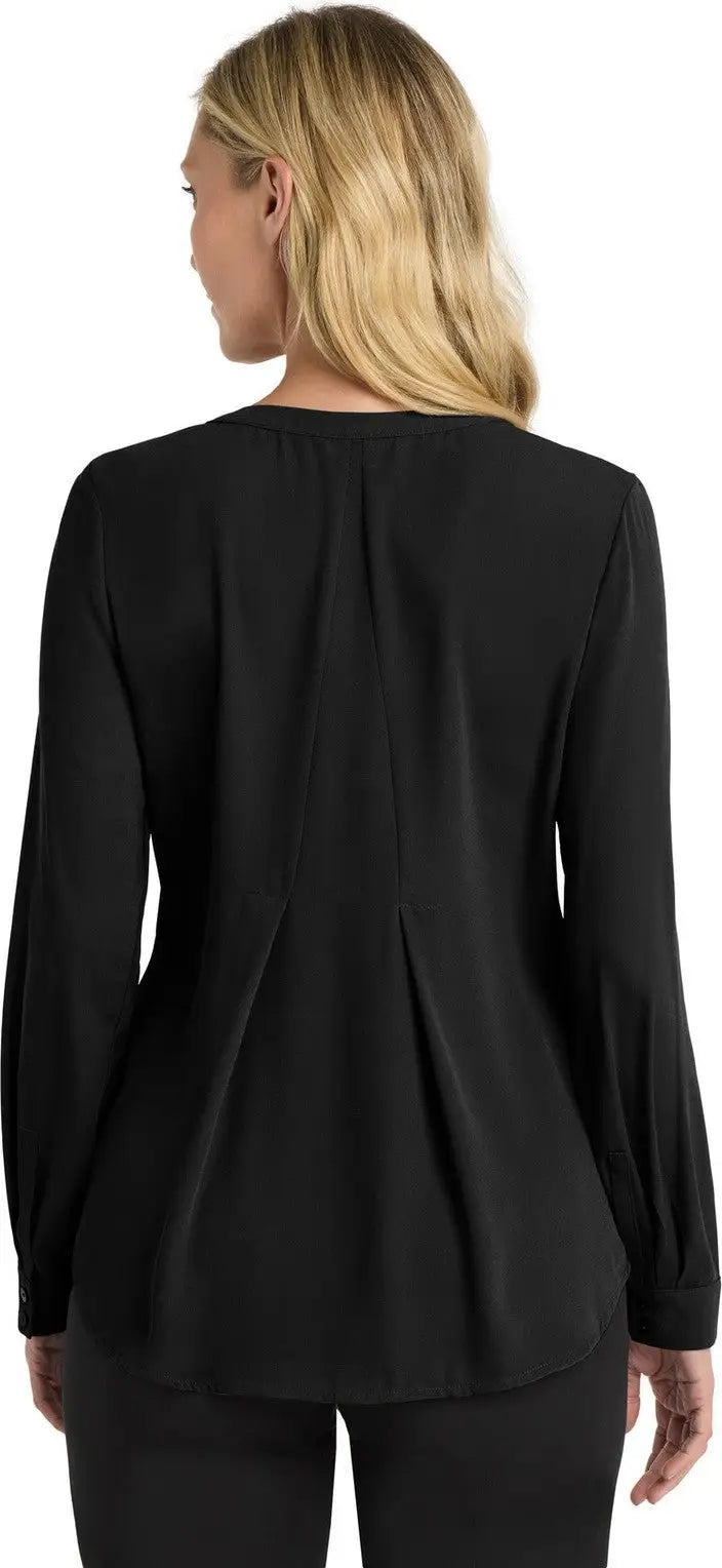 Port Authority Lw700 Women’s Long Sleeve Button-front Blouse - Black