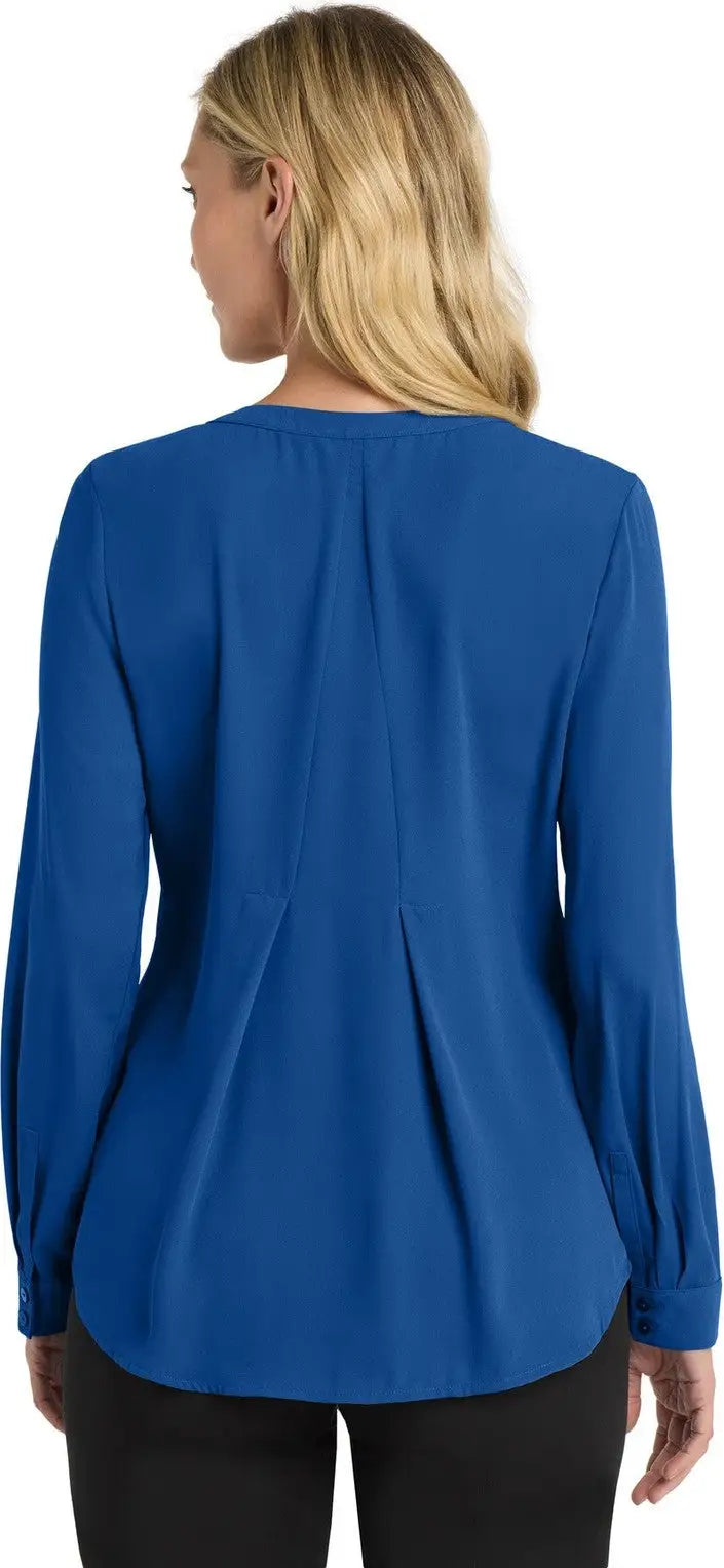 Port Authority Lw700 Women’s Long Sleeve Button-front Blouse - True Blue