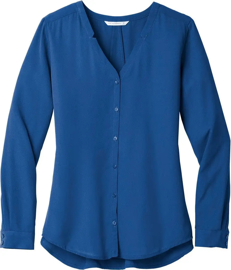 Port Authority Lw700 Women’s Long Sleeve Button-front Blouse - True Blue