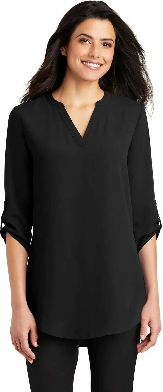 Port Authority Lw701 Ladies 3/4-sleeve Tunic Blouse - Black