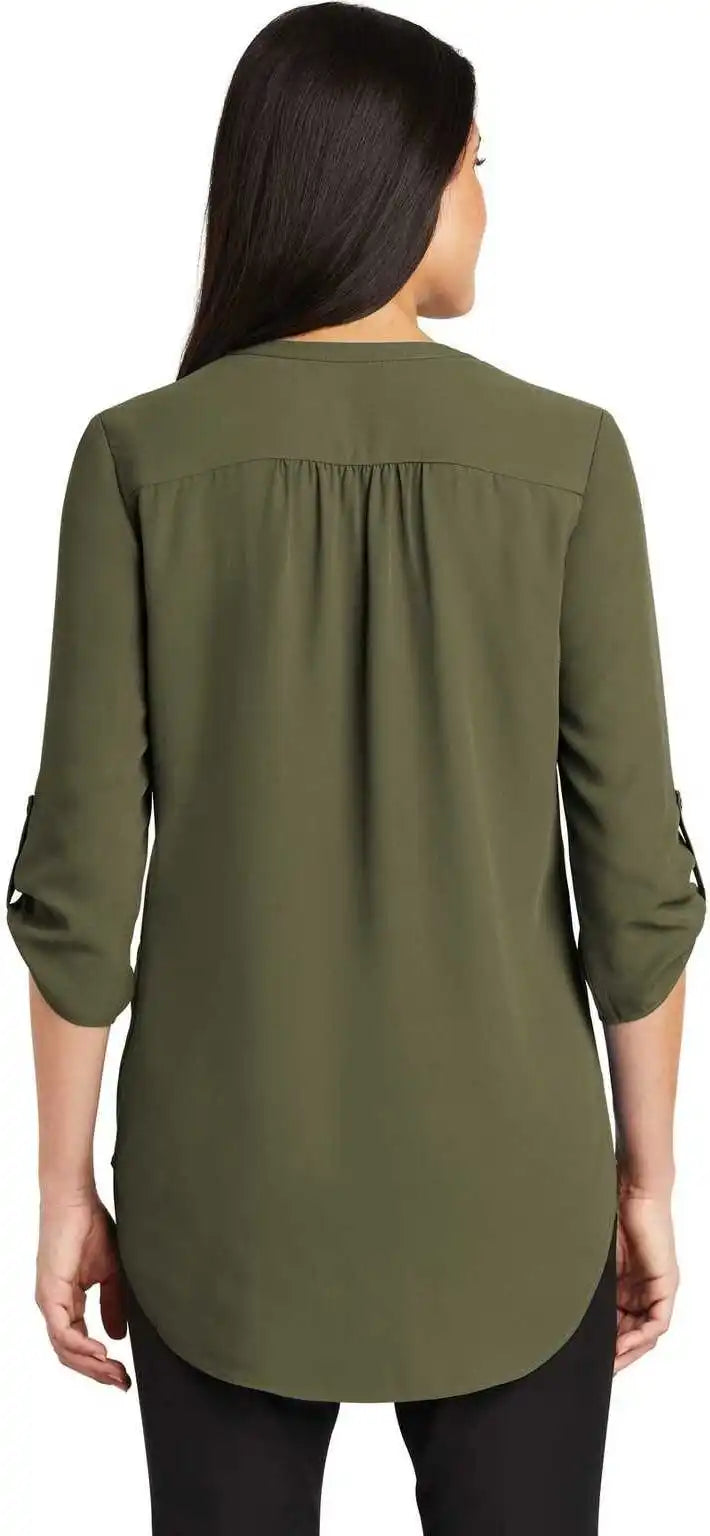 Port Authority Lw701 Ladies 3/4-sleeve Tunic Blouse - Deep Olive
