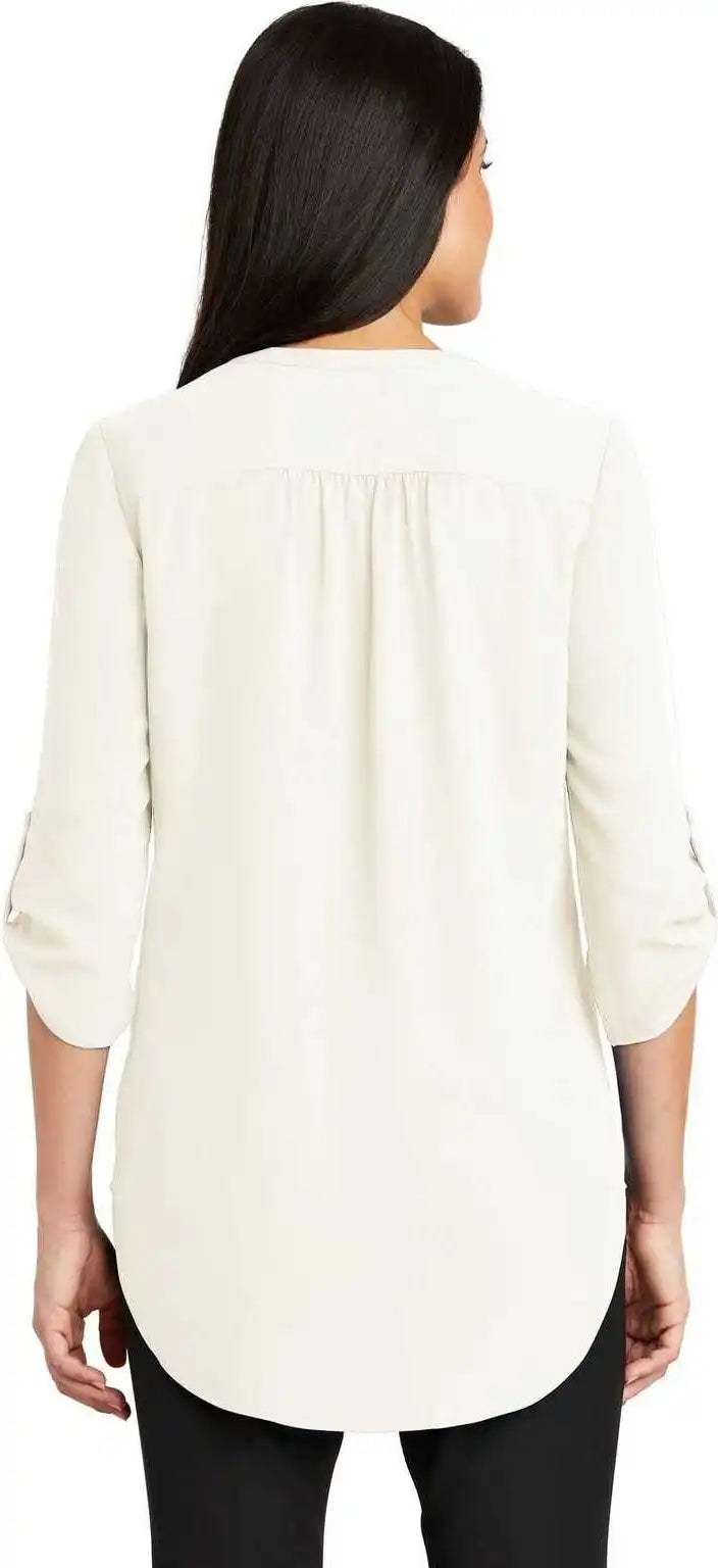 Port Authority Lw701 Ladies 3/4-sleeve Tunic Blouse - Ivory Chiffon