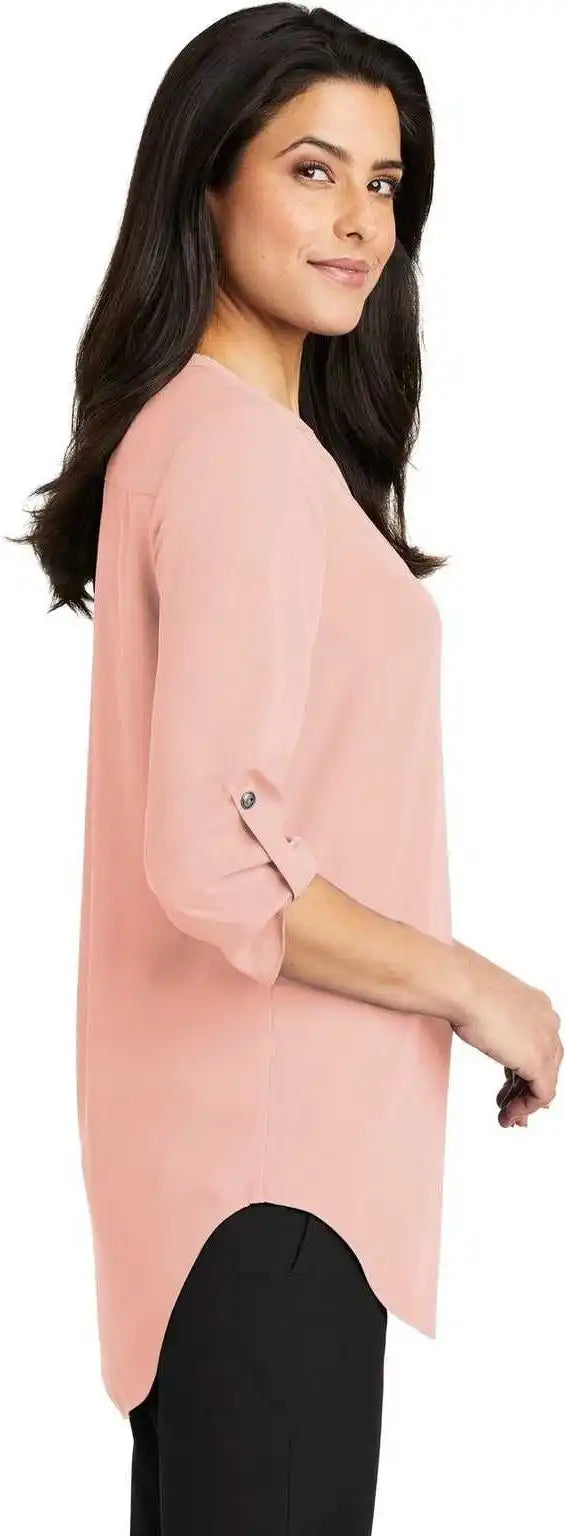 Port Authority Lw701 Ladies 3/4 Sleeve Tunic Blouse Rose Quartz