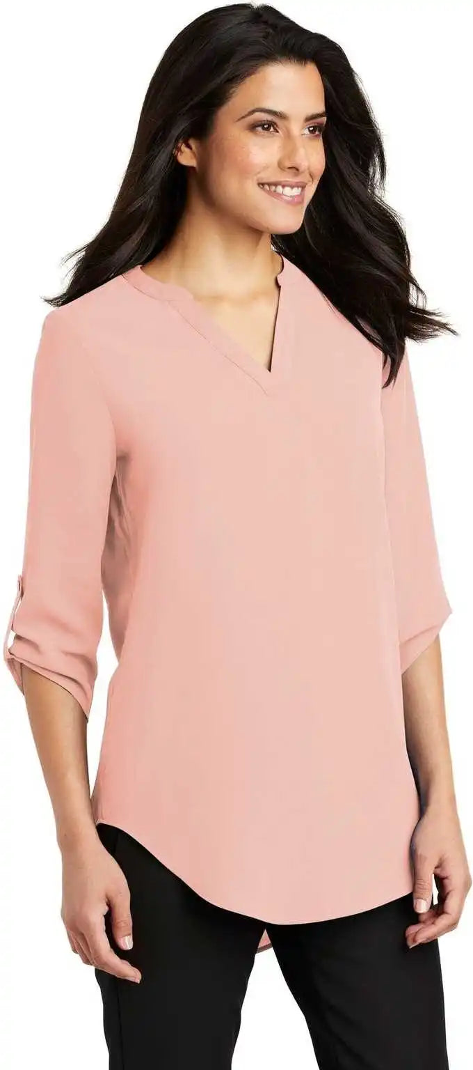 Port Authority Lw701 Ladies 3/4 Sleeve Tunic Blouse Rose Quartz