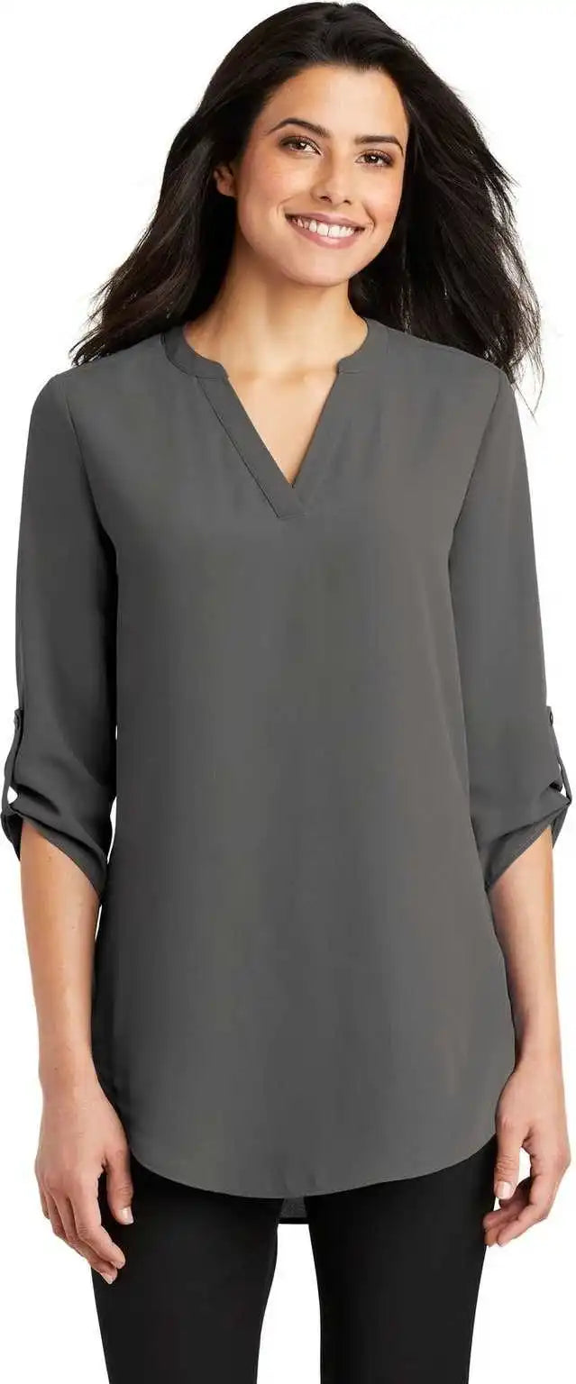Port Authority Lw701 Ladies 3/4-sleeve Tunic Blouse - Sterling Gray