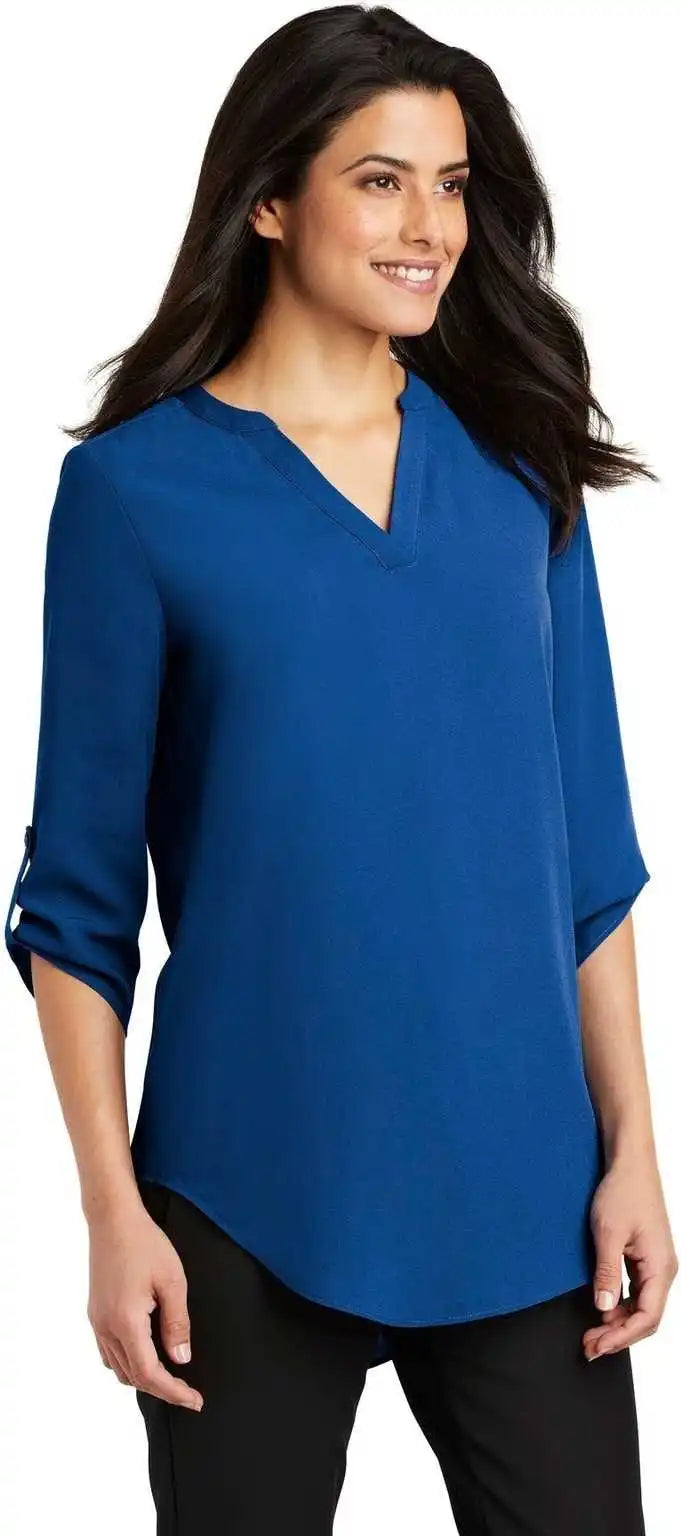 Port Authority Lw701 Ladies 3/4 Sleeve Tunic Blouse True Blue