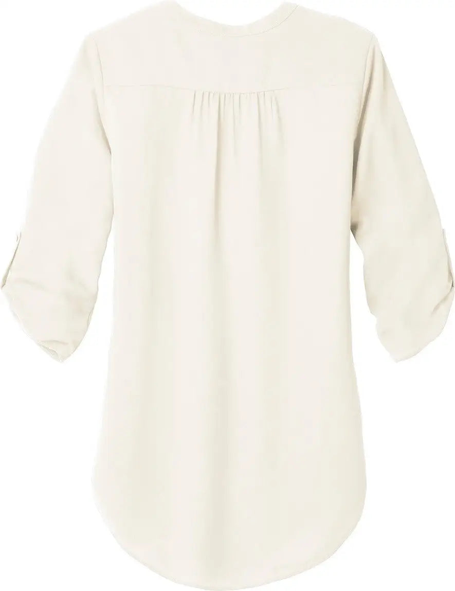 Port Authority Lw701 Women’s 3/4-sleeve Tunic Blouse - Ivory Chiffon - Ladies Xs