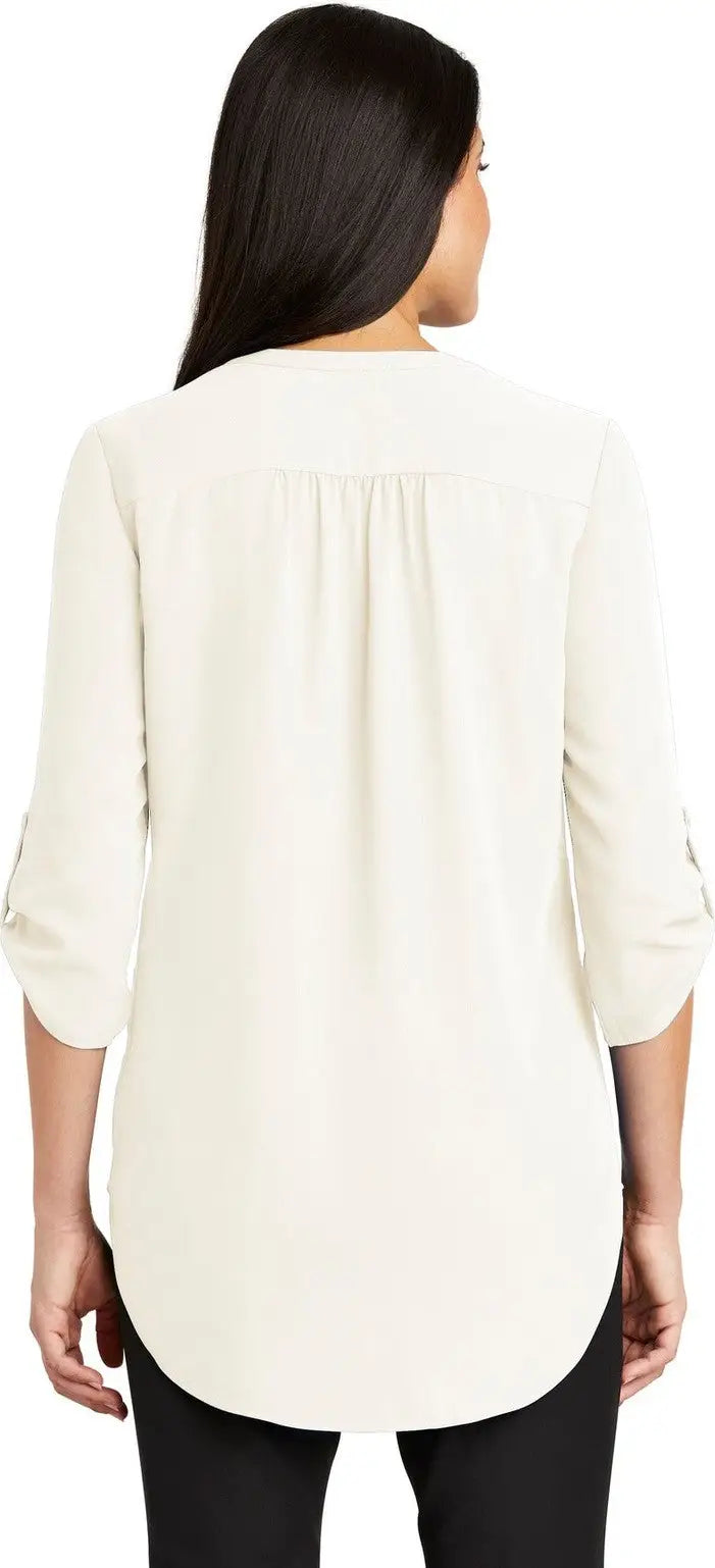 Port Authority Lw701 Women’s 3/4-sleeve Tunic Blouse - Ivory Chiffon