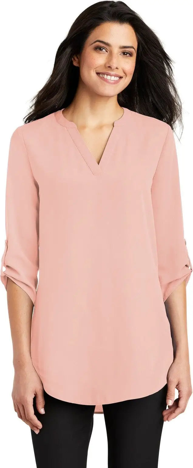 Port Authority Lw701 Women’s 3/4-sleeve Tunic Blouse - Rose Quartz - Ladies Xs