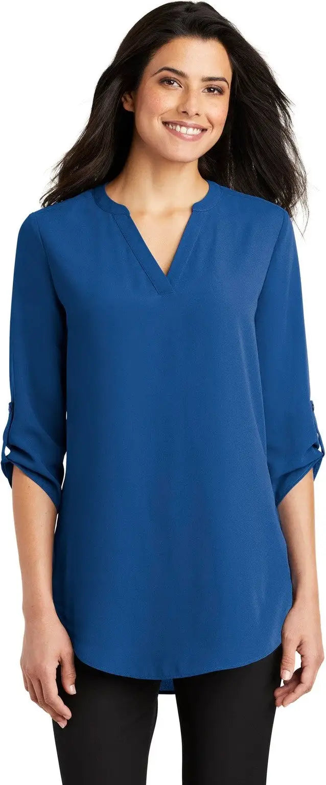 Port Authority Lw701 Women’s 3/4-sleeve Tunic Blouse - True Blue - Ladies Xs