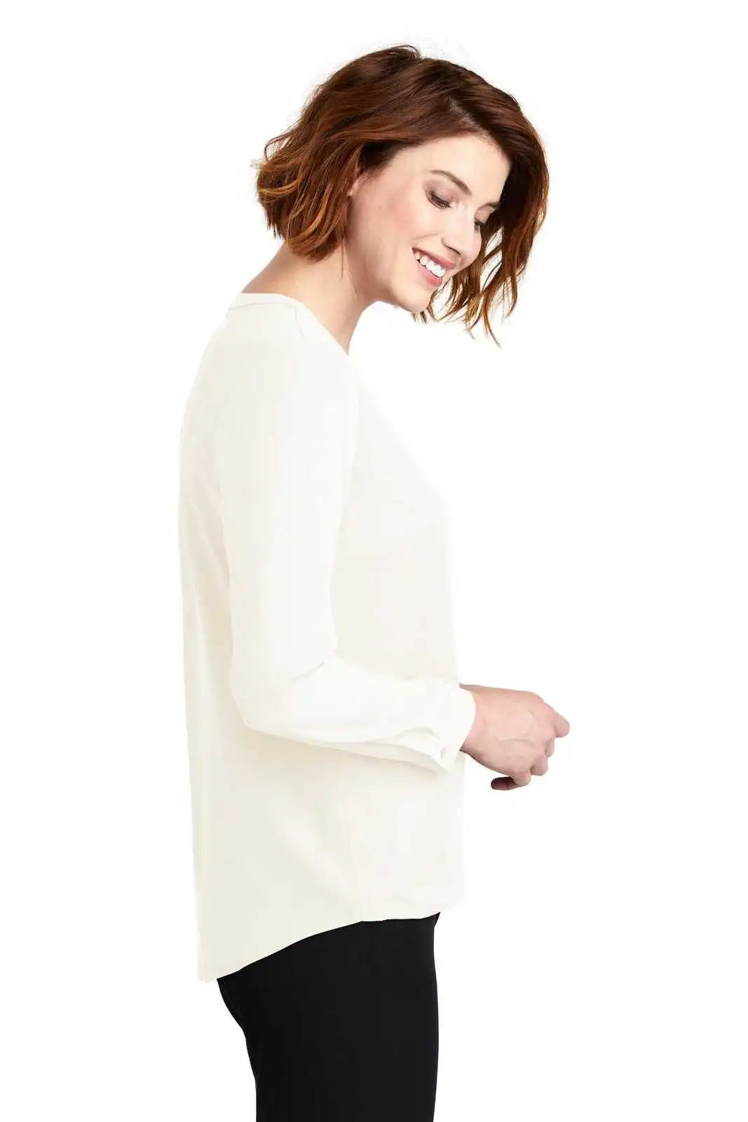 Port Authority Lw702 Ladies Wrap Blouse - Ivory Chiffon