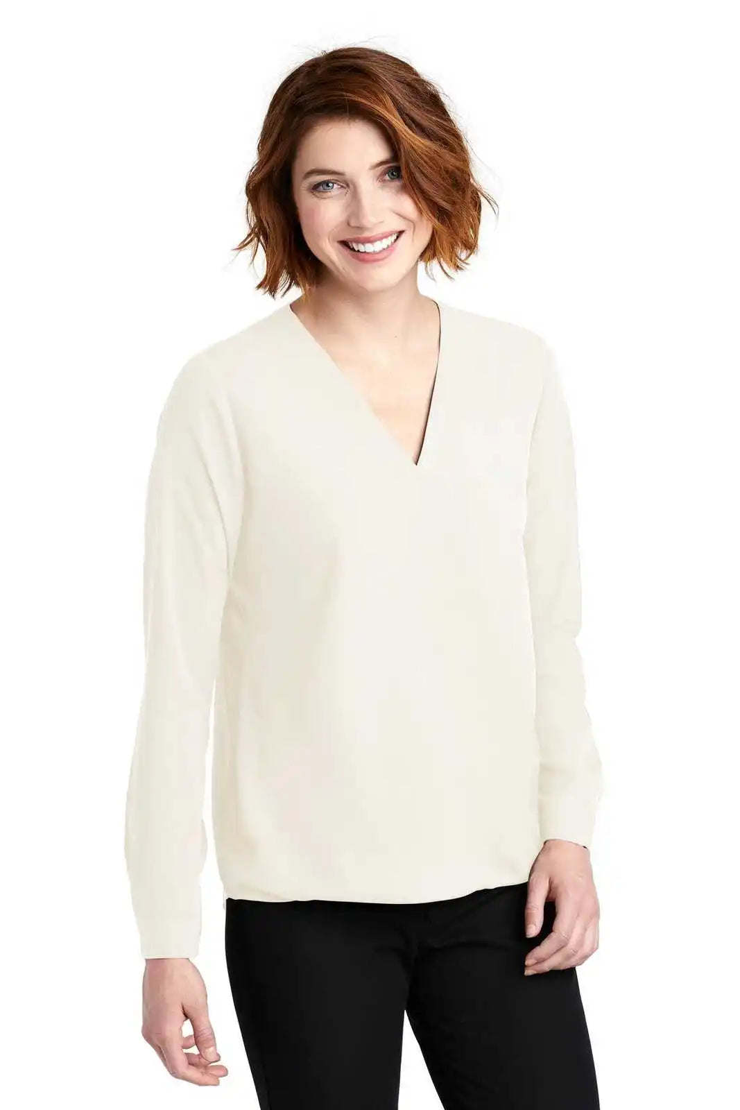 Port Authority Lw702 Ladies Wrap Blouse - Ivory Chiffon