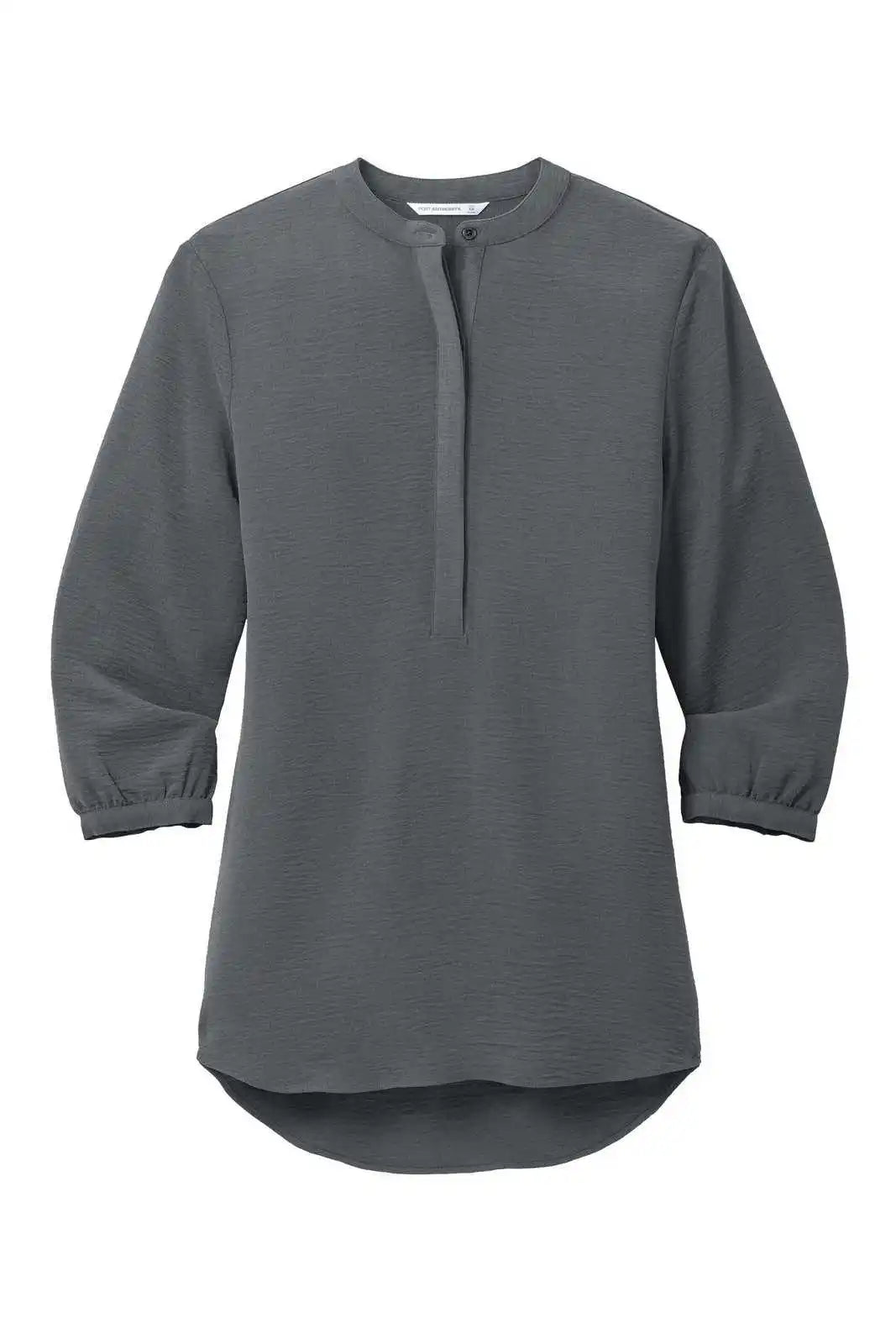 Port Authority Lw713 Women’s 3/4-sleeve Textured Crepe Tunic - Graphite