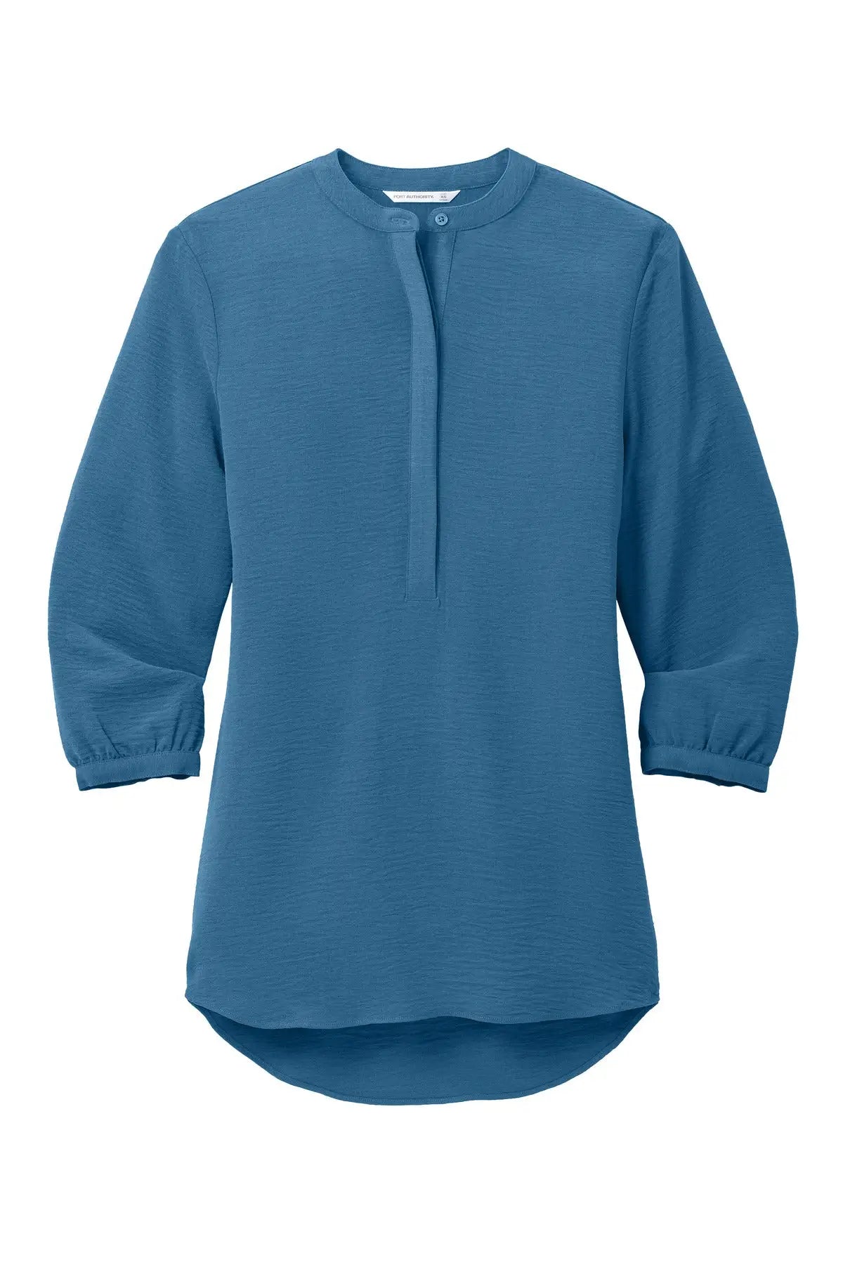 Port Authority Lw713 Women’s 3/4-sleeve Textured Crepe Tunic - Aegean Blue