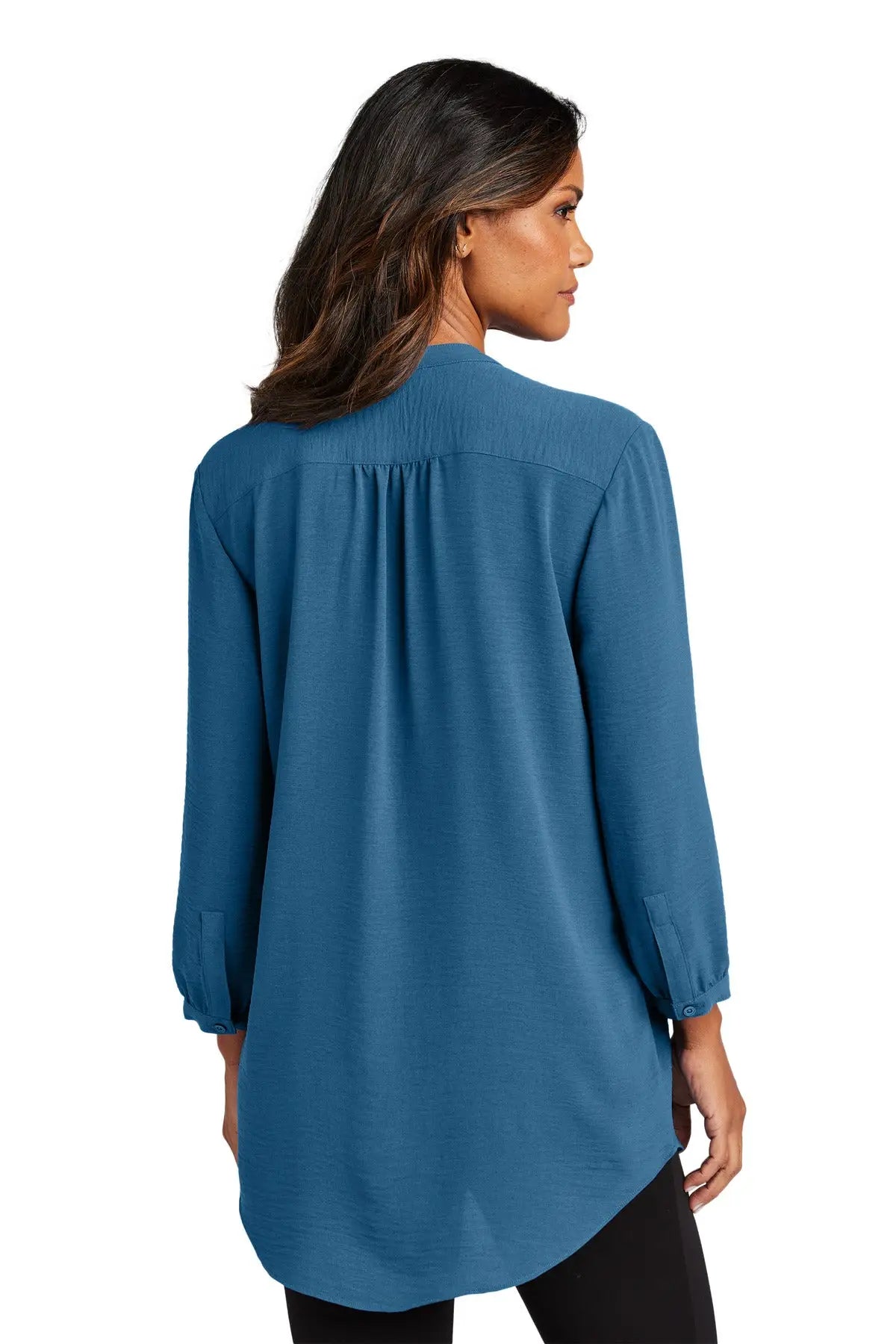 Port Authority Lw713 Women’s 3/4-sleeve Textured Crepe Tunic - Aegean Blue