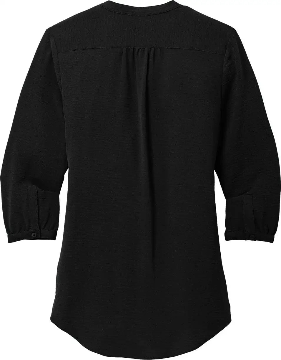 Port Authority Lw713 Women’s 3/4-sleeve Textured Crepe Tunic - Deep Black