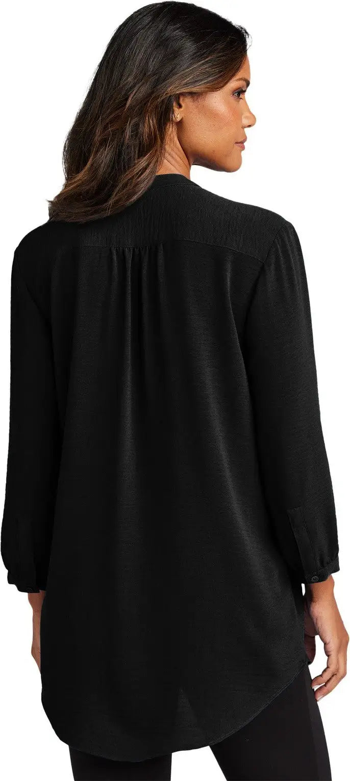 Port Authority Lw713 Women’s 3/4-sleeve Textured Crepe Tunic - Deep Black